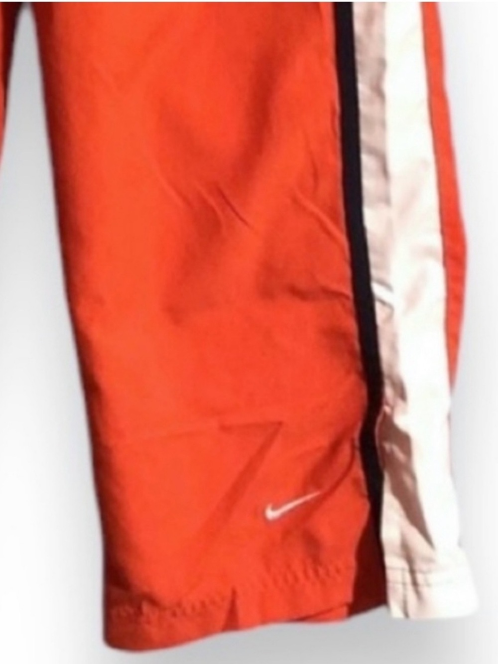 NIKE Orange Track Pants White & Black Contrast Stripes Size Small VINTAGE - Picture 2 of 6